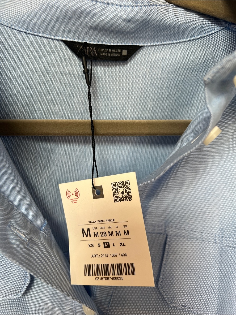ZARA Women’s Sky Blue Casual cropped boxy Button-Down Shirt